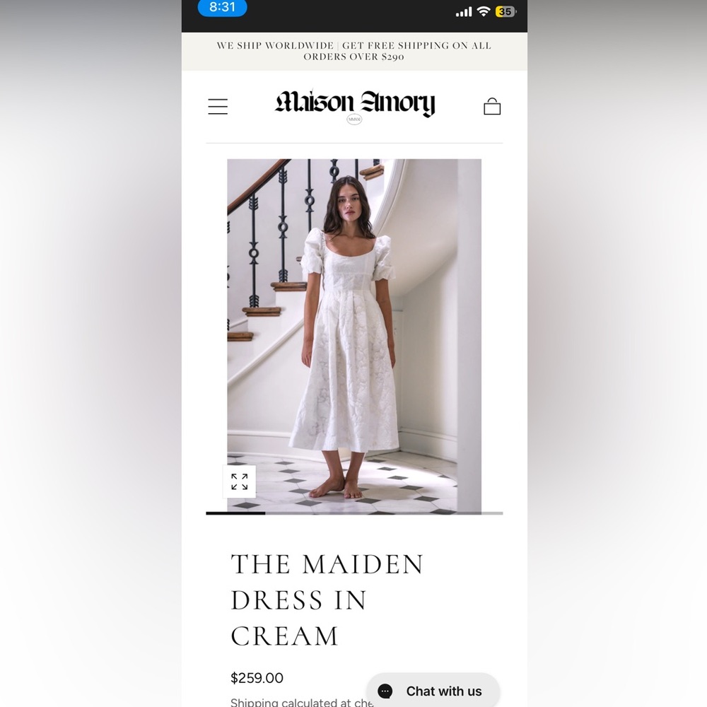 Maison Amory Maiden Dress in Cream